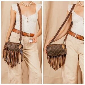 LV Vintage Boho “Amalfi” Bag - Louis Vuitton Revamped Crossbody Fringe w/ Charm